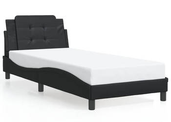 Rama łóżka z LED czarna sztuczna skóra 90x190 cm WM-3214075