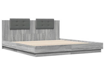 Rama łóżka z wezgłowiem i LED szary dąb sonoma 200x200 cm WM-3209987