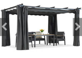 Pergola tarasowa Barbados 3x4 m z zasłonami Garden Point antracytowa Ogrodo