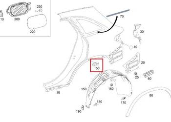 MERCEDES GLC X253 G-KLASA W463 Zaślepka tylnego błotnika OE