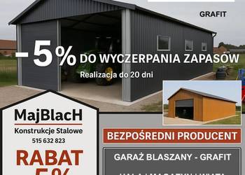 GRAFITOWA Hala - Wiata | Garaż Blaszany| RABAT | PRODUCENT Maj-Blach