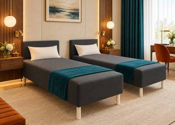 Łóżko tapicerowane LESZEK 80x190 – elegancki welur i sprężyny bonellowe