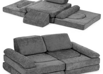 Sofa składana modułowa dla dzieci duża 2-osobowa DIY 10 miękkich poduch tk…