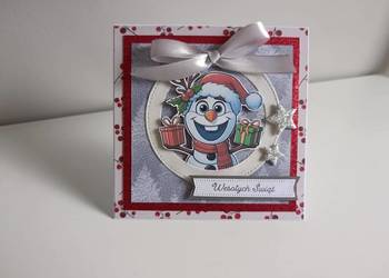 Kartka Świąteczna Boże narodzenie ręcznie robiona Olaf