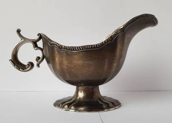 Stara, metalowa platerowana sosjerka