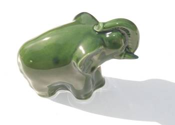 Stara figurka słonia słoń porcelana zielony antyk
