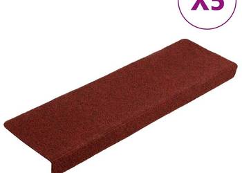 vidaXL Maty na schody samoprzylepne 5 szt. 65x21x4 cm Bordowe,(SKU:149706)