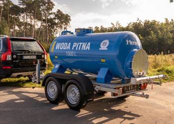 Wóz do wody pitnej beczkowóz Meprozet 1000 L 1500 L na przyczepie samochodo