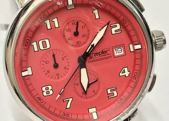 Zepter International Chronograph czerwony męski 40 mm szafir WR50 zegarek