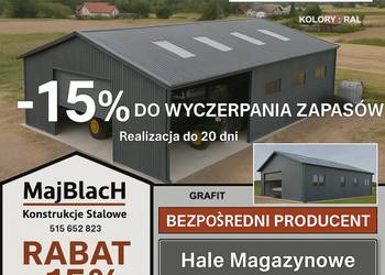 Duża Wiata /Hala Garaż Blaszany RAL | Montaż Gratis |Tanio – Maj-Blach