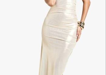 Metaliczna złota sukienka z marszczeniami