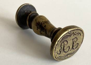 Antyczna osiężna ieczęć do laku XIX w - monogram J R