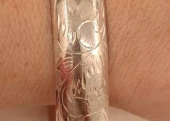 Bransoletka srebrna sztywna grawerowana