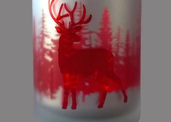 Świecznik szklany czerwony Jeleń podgrzewacz duży 10cm