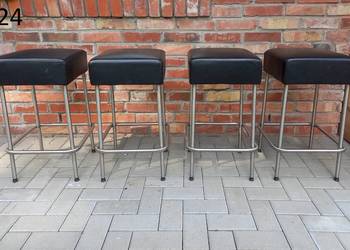 Stołek barowy Hoker Taboret Czarny skórzany IKEA (624)