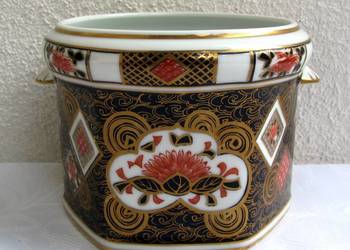 Sześciokątna porcelanowa osłonka, doniczka * Imari Shimabara Japonia