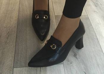 (42/43) Czarne Mega wygodne czółenka wieczorowe, NOWE