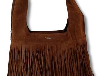 Torebka hobo worek zamszowy camel frędzle Flora&Co