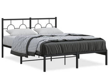 Łóżko Metalowe Czarne Rama Łóżka Ze Stelażem 135x190 cm WM-376225