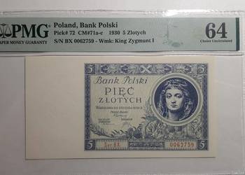 5 złotych 1930 s. BX. PMG 64