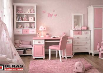 Biurko KIDS Małej Księżniczki Białe Różowe PINK BEKAS Dąb Producent Mebli