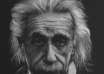 Albert Einstein Obraz ręcznie grawerowany w blasze