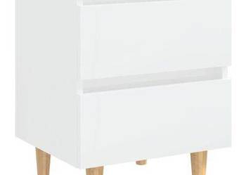 vidaXL Szafka nocna, sosnowe nogi, biała, wysoki połysk, 40x35x5(sku805863)