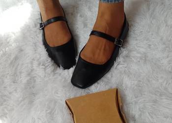 (39) ASOS Design/ Czarne baleriny biznesowe z zapięciem z Londynu, NOWE