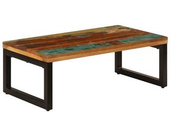 Stolik kawowy, 100x50x35 cm, lite drewno z odzysku i stal（247338）
