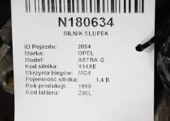 SILNIK SŁUPEK OPEL ASTRA G X14XE
