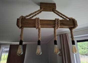 Drewniany żyrandol lampa wisząca styl rustykalny