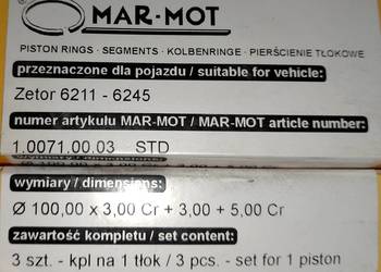 Komplet pierścieni silnika FI-100 Zetor 3 pierścienie 62110096