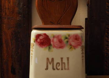 Wiekowy Porcelanowy Pojemnik-Piękne Zdobienia-Vintage