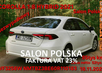 Toyota Corolla 21-22r Gwarancja BEZWYPADKOWE + Salon Polska 1.8 HYBRID 85k…