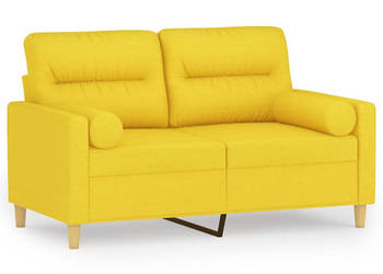 2-osobowa sofa z poduszkami jasnożółta 120 cm tkanina WM-3200818