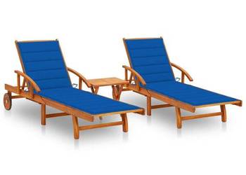 vidaXL Leżaki z poduszkami i stolikiem, 2 szt(SKU:3077355)