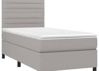 Łóżko kontynentalne z materacem jasnoszare tkanina 90x200 cm WM-3134925