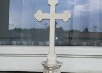 Stary krucyfiks stojący porcelanowy 28 cm – dewocjonalia vintage