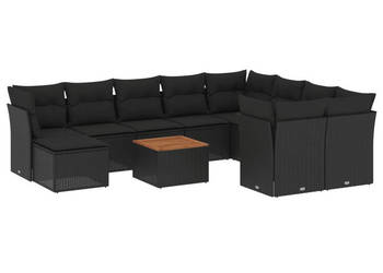 11-cz. zestaw wypoczynkowy do ogrodu poduszki czarny rattan PE WM-3256300