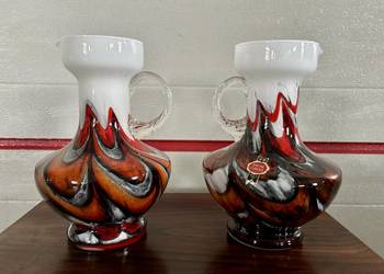 Para szkalnych wazonów włoskich Opaline Florencja Murano szkło artystyczne Para szkalnych wazonów włoskich Opaline Florencja Murano szkło artystyczne