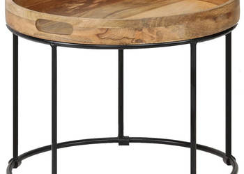 Stolik kawowy lite drewno mango i stal 50 x 40 cm WM-246672