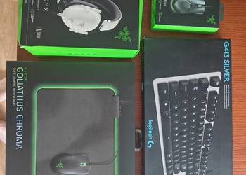 Akcesoria komputerowe Razer: myszka, podkładka, słuchawki, klawiatura  Logi