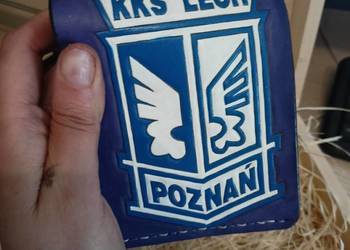 Lech Poznań tłoczony portfel męski wykonany ręcznie skóra bydlęca prezent