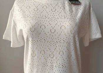 Nowy damski T-shirt, ażurowy, PIECES, rozm.XS