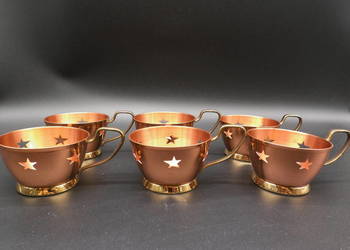 Zestaw sześciu miedzianych koszyczków , z Niemiec z lat 70. XX wieku