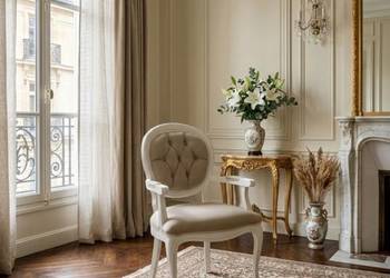 Stylowy Fotel Ludwik po Renowacji – Biel i Len – Loft/Boho/Classic