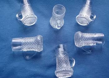 Komplet 6 kieliszków z uchwytami do sznapsa, Stoelzle Oberglas. II poł.XXw.