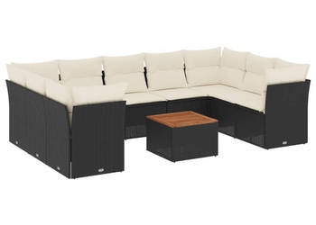 10-cz. zestaw wypoczynkowy do ogrodu poduszki czarny rattan PE WM-3256133