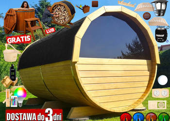 SAUNA Ogrodowa 300cm + OKNO 50% + PRZEDSIONEK + GRATIS Beczka 500L + Akces.