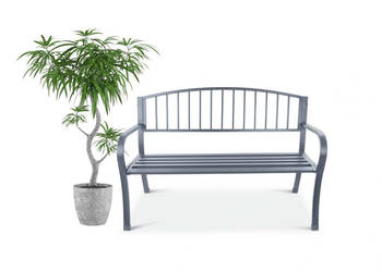 Ławka ogrodowa z oparciem parkowa na taras balkon metalowa konstrukcja gra…